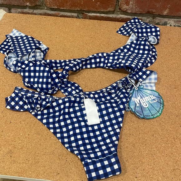 Show Me Your Mumu Rosemary Ruffle Bottom in Seaside Gingham & top NWT - Picture 10 of 11